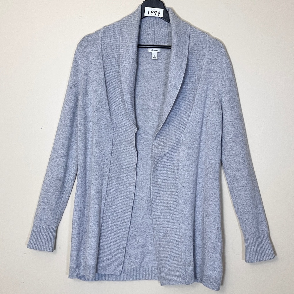 LL Bean Cashmere Open Front Sweater Cardigan - Women's Size M - Gray